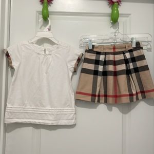 Girls Burberry Top and matching Skirt.